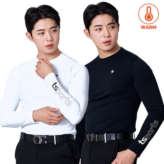남성 골프웨어 기모티셔츠 겨울 보온 긴팔 폴라티 라운드티 이너웨어 골프용품