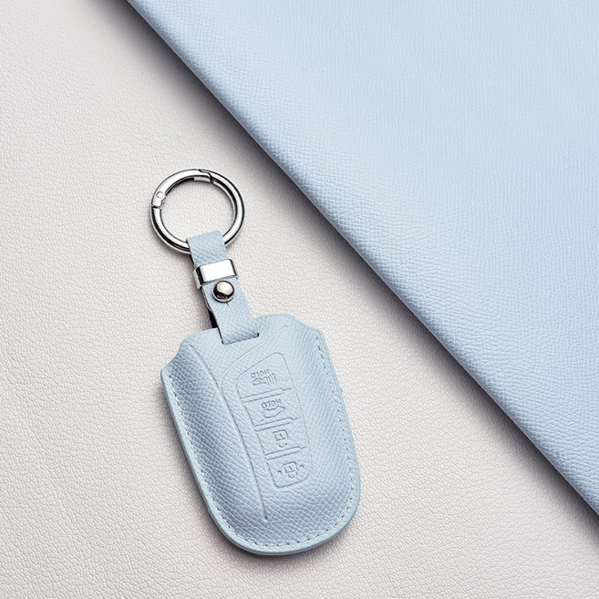 현대 전용 스마트 키케이스 I4타입 천연 소가죽 풀커버 디자인 (그랜저HGIG에쿠스제네시스DH싼타페DM 등), 현대/A4 타입, 스카이블루