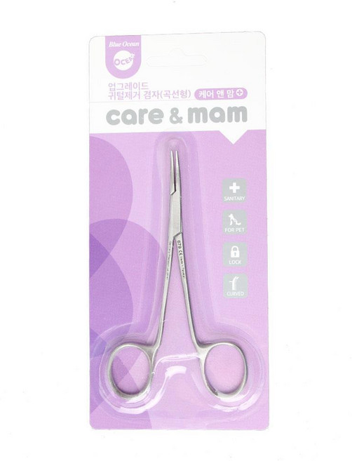 애견 귀건강케어 안전 겸자가위 곡선형 애견건강케어 애견위생 애견포셉 애견귀가위, 상세페이지 참조, 1개