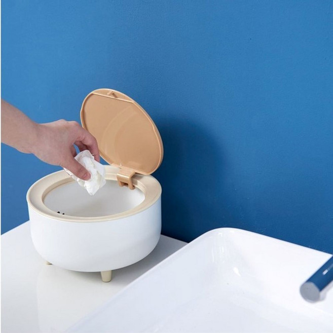 원터치 휴지통 우드 소재 생활용품 실내 소형 쓰레기통