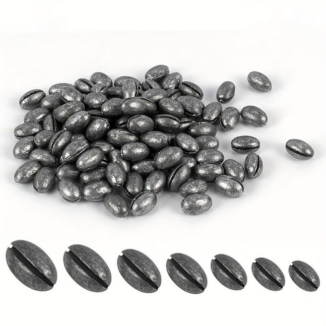 Hqzoomee낚시 봉돌 세트 케이스 제공 둥근 구멍이 있는 올리브 캐스팅 싱커 녹슬지 않는 내구성QZ10G10PCS, 1세트, 50개입