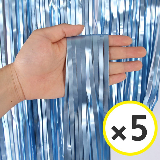 생일파티 용품 파티커튼 42컬러 홀로그램/새틴 무광/파스텔/샤이니 포토존 소품 은박 수술 가랜드 커튼 [에브리띵스마일], 새틴 아쿠아블루, 5개