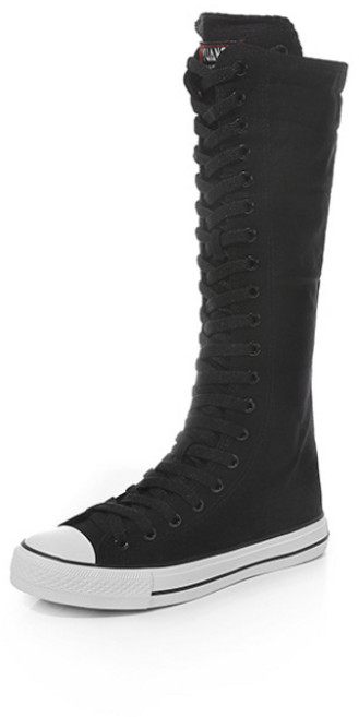 남녀 공용 라인댄스부츠 패션 옆 지퍼 키높이 캐주얼 통굽 롱 캔버스화 뉴타임즈 12CW1303