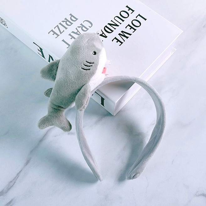 아이템팡 동물 머리띠 놀이동산 파티 운동회 생일 놀이공원, 상어인형(그레이)