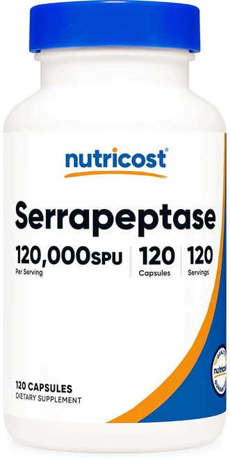 뉴트리코스트 세라펩타제 Serrapeptase 120000SPU 캡슐 120정, 1개, 120g - 쿠팡