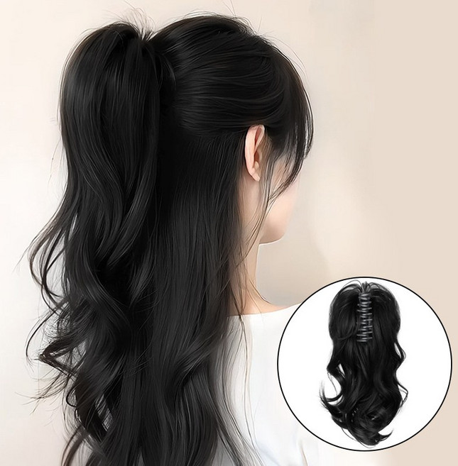 패션파트너 컬링 웨이브 포니테일 부분 가발 반묶음 머리 집게 핀 헤어피스 3color
