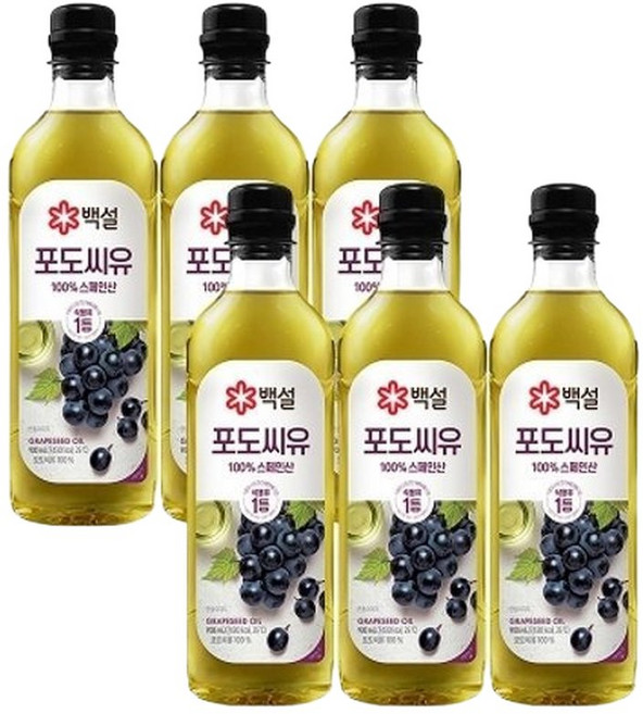 백설 포도씨유 900ml x6개, 6개