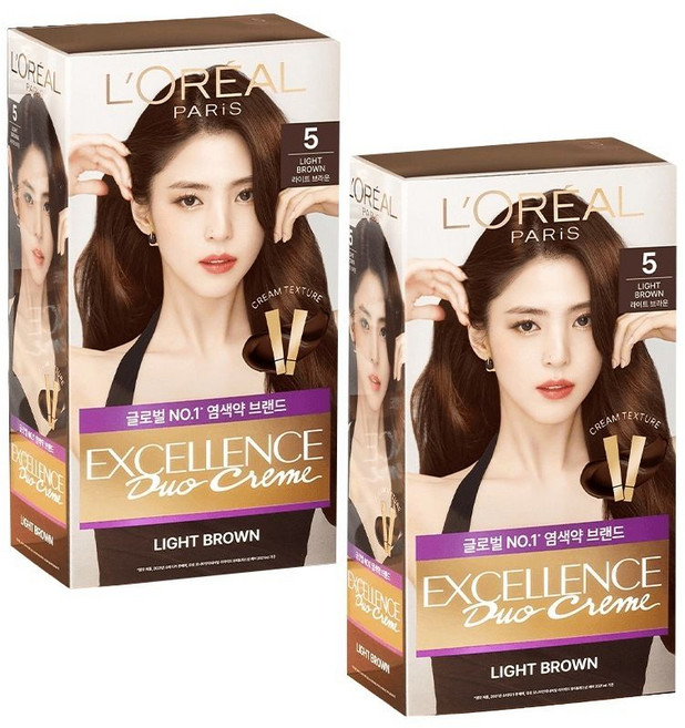 로레알파리 엑셀랑스 크림 더블튜브 염모제, 4호 브라운, 3개