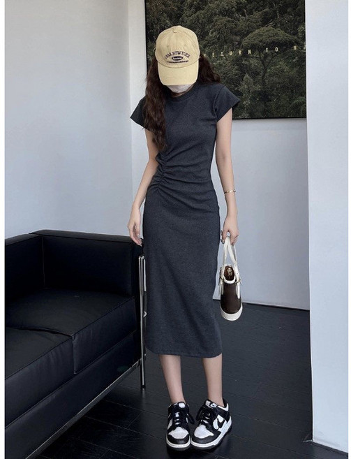 POMTOR 여름 원피스 여성 심플 패션 부드러운 빅사이즈 루즈핏 롱