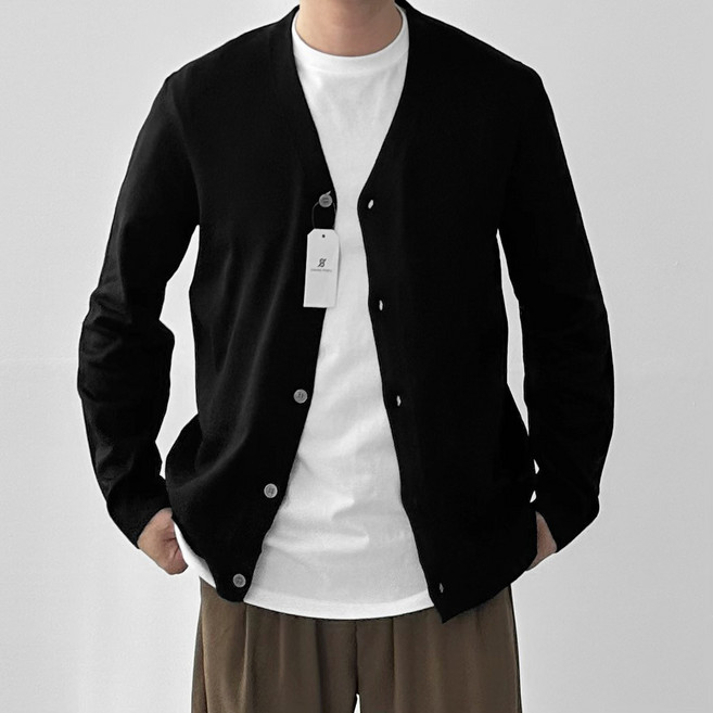 다이나믹피플 남성용 기본 베이직 브이넥 무지 니트 가디건