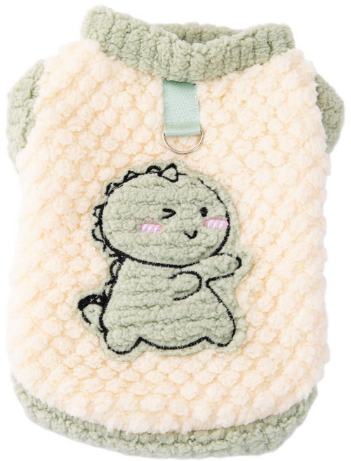 온리코 데일리 후리스 강아지 옷 공룡배색 하네스 조끼, 1개, 그린