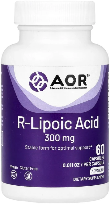 Advanced Orthomolecular Research AOR R-리포산 300mg 베지캡슐 60정, 5개 - 쿠팡