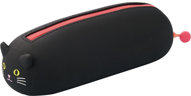 PuniLabo Smart Fit 男女通用 趴睡兩用 筆袋 大尺寸, 黑貓, 1個