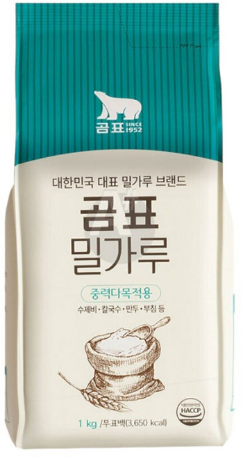 곰표 중력다목적용 밀가루 1kg 중력분 칼국수 수제비 제면가루, 1