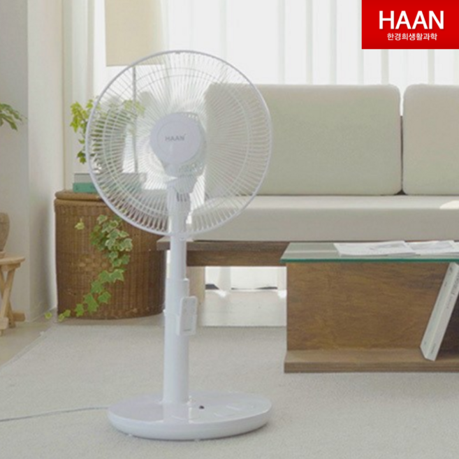한경희 스탠드 선풍기 리모컨 발터치 5엽날개 초저소음 타이머, 모던화이트