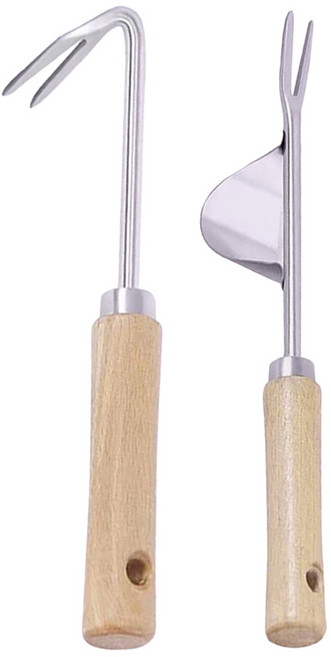 투데이리빙 2종 세트 잡초 제거기 뿌리 제거 호미 괭이 제초 기구 약초 뽑기 농기구 정원 농장 관리 도구 다용도 쇠스랑 갈퀴, R98083S(실버, 1세트