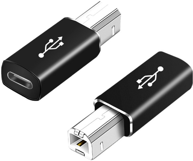 【易控王】Type-C母轉Type-B公 轉接頭 彎頭 黑銀二色 電子樂器/電鋼琴連接手機 (40-758-01), 1個, 40-758-01(黑色直頭)