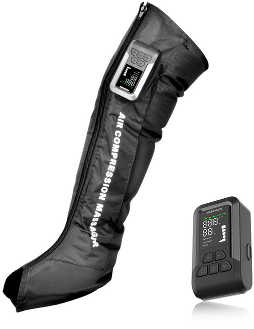 THOUSTA 다리 종아리 발목 마사지기 5개부위 5단 강도조절 공기압 에어그라운드 무선 안마기, 블랙