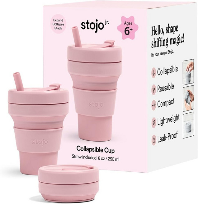 스토조 아이용 접이식 실리콘 텀블러 컵 주니어 250ml, 1개, 카네이션