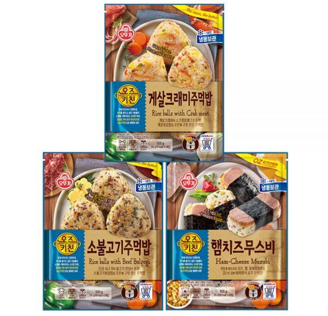 오뚜기 오즈키친 주먹밥 소불고기 + 게살크래미 + 햄치즈무스비, 500g, 1개
