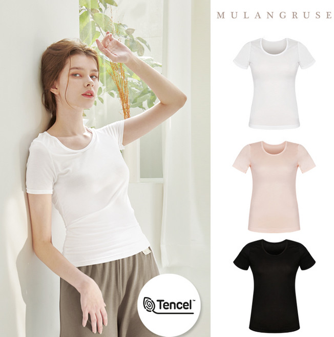 모달 여성 반팔런닝 여자 반팔티셔츠 무지/이너티 3종세트