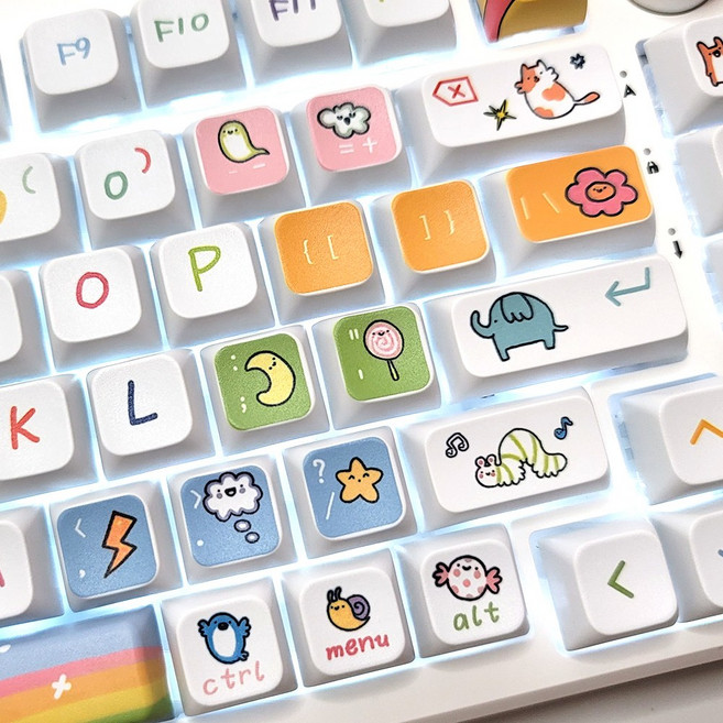 스마일준 알록달록 놀이터 PBT 영문 127키 XDA 프로파일 기계식 키보드용 키캡, 혼합, 알록달록 놀이터 키캡