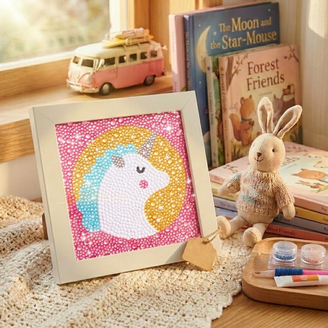 STIX 어린이 보석십자수 액자형 12종 DIY 키트 드릴비즈 만들기 KC인증, 1개, 08.스마일유니콘