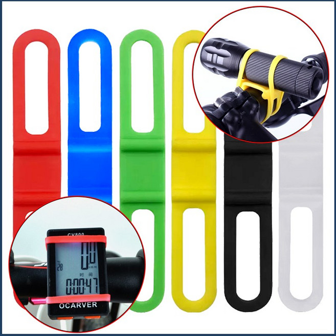 색상선택가능 (멀티 실리콘 스트랩 1P) 자전거 실리콘밴드 라이트거치대 밴드 후레쉬 휴대폰 랜턴 속도계 거치대, 1개, 블랙