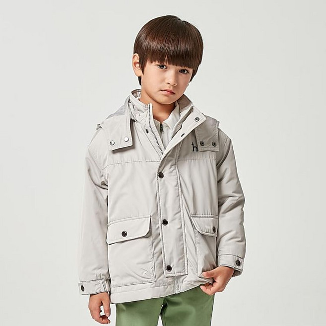 헤지스 키즈 헤지스키즈 브리튼 사파리 패딩 점퍼 HTS11JP06M GY