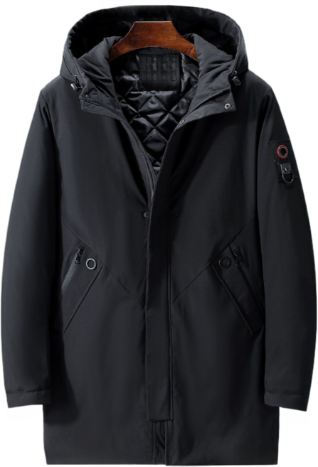 쥬엔리치 남자 빅사이즈 롱 패딩 4-10XL 후드 집업 점퍼 겨울 잠바 블랙