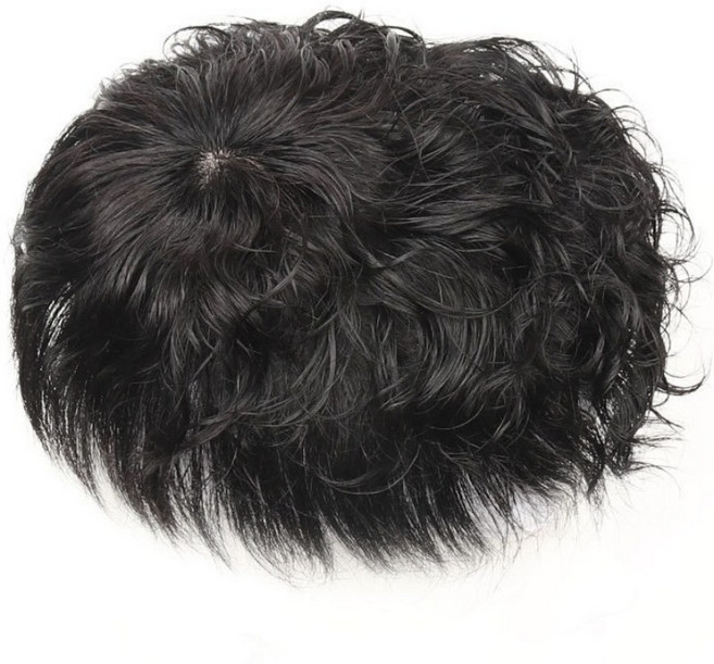 샤일리 남성 인모 스타일리시한 쉐도우펌 부분가발, 자연블랙, 1개