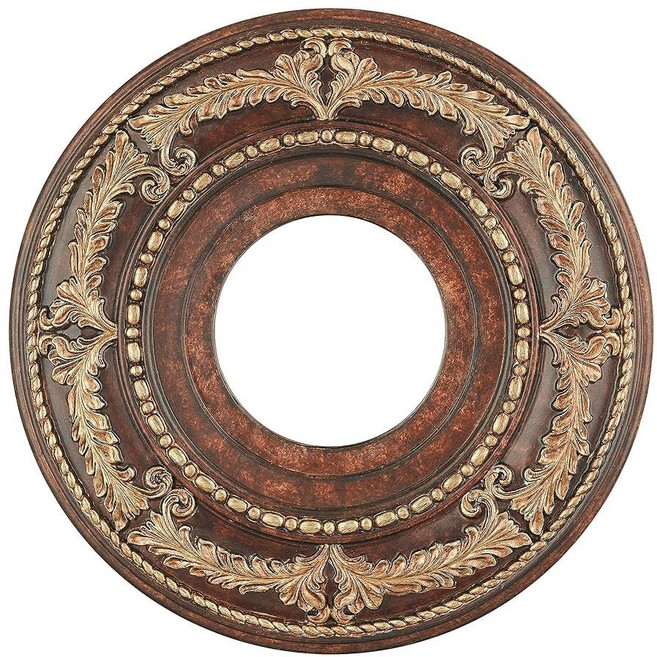 라이브엑스 라이팅 8204-63 베로나 브론즈 천장 메달리온 숙성된 골드 액센트 12D x 1.25, Verona Bronze