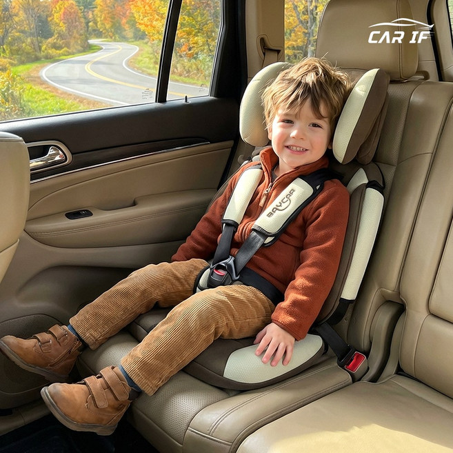 베이카 프리미엄 휴대용 주니어 카시트 ISOFIX 특허출원 아이소픽스, 브라운