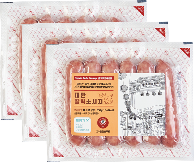 만천호 대만소시지 샹창 330g x 3팩, 갈릭3, 3개