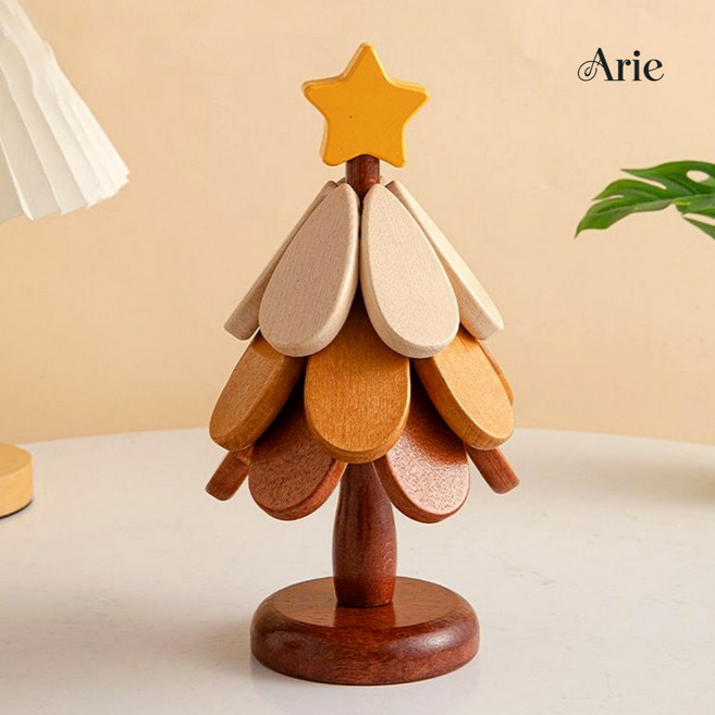 아리에 우드 트리 3단 냄비 받침대, 1개, 옐로우(별)