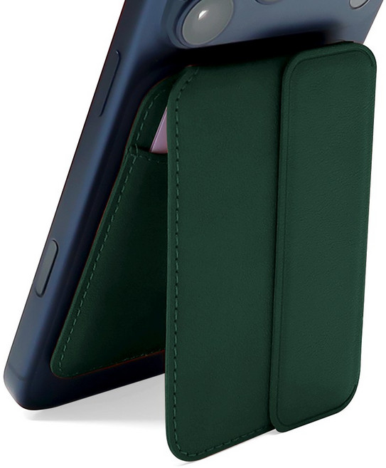 더조은셀러 맥세이프 프라임 폴딩 레더 카드 3장 수납 지갑 거치, 1개, 그린