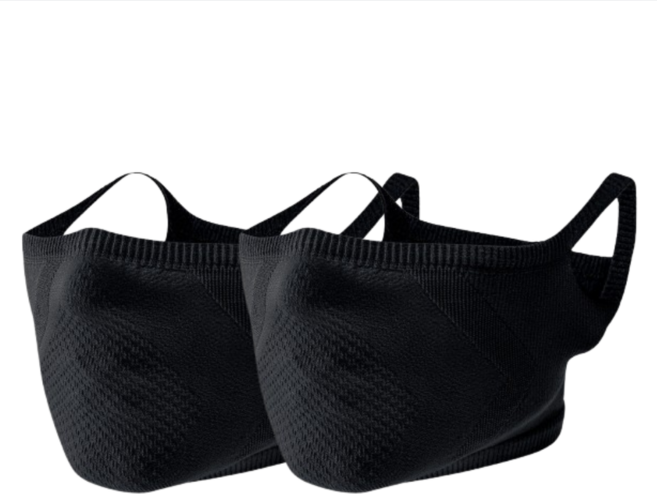 [카렐로] 1+1 초슬림 고탄성 스포츠 숏 마스크, 블랙