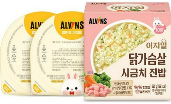 엘빈즈 유아용 이지밀 실온이유식, 7개월부터 닭가슴살+시금치, 220g, 1세트