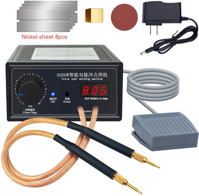 8000W 스팟 용접기 고출력 휴대용 1200A 조절 가능 18650 배터리 2x5000mAh용, 01 110V US PLUG