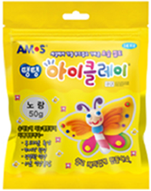 아모스 탱탱 아이클레이 파우치, 노랑, 50g, 1개