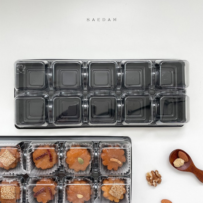 새담 화과자 케이스 10구 흑색 50개 / 떡 양갱 월병 선물상자