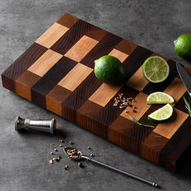 엔드그레인도마 토르 쉐프용 명품 도마 플레이팅 위생 항균 원목 거치대포함, 1개