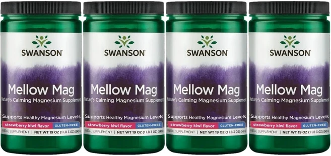 스완슨 Mellow Mag 고흡수 마그네슘 파우더 분말 딸기 키위, 4개, 543g - 쿠팡