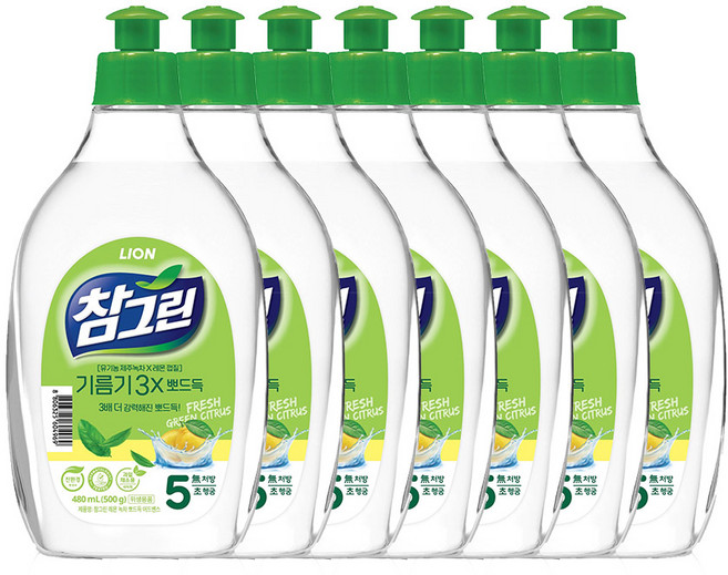 참그린 녹차 뽀드득 주방세제, 500g, 7개