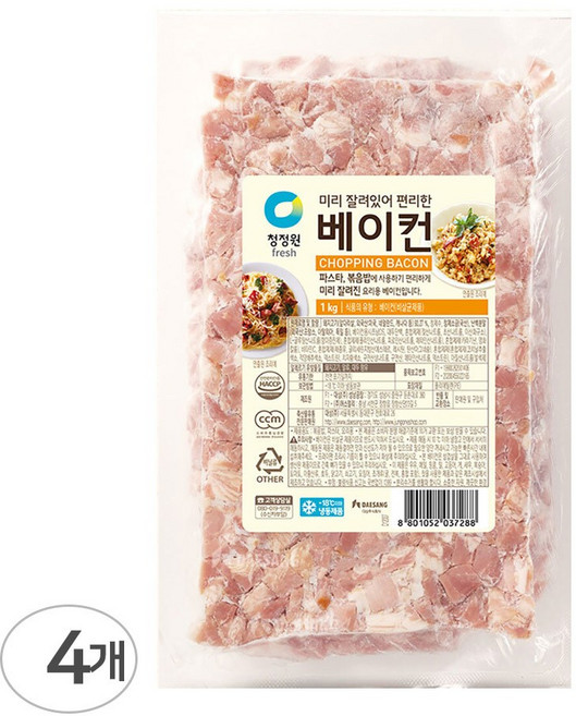 청정원 미리 잘려있어 편리한 베이컨 요리가 편리한, 4개, 1kg