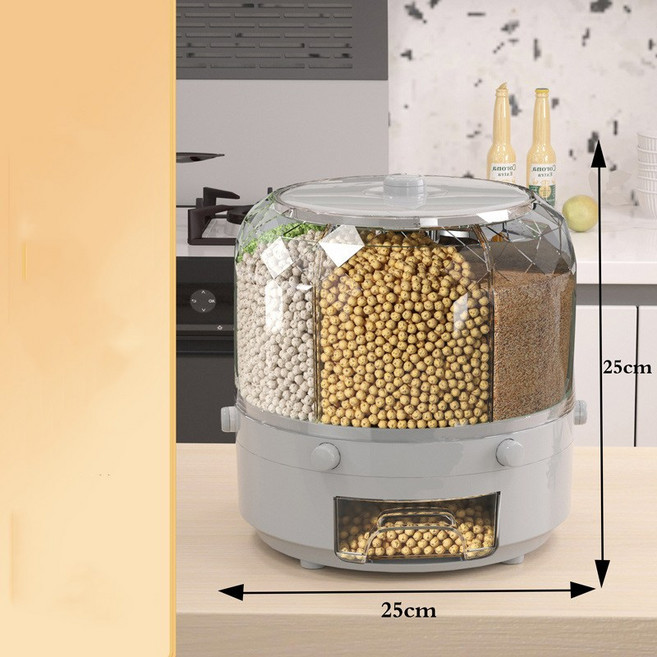 잡곡 수납통 쌀통 회전 잡곡 수납통 조절 가능한 잡곡통 벌레 안생기는 쌀통 화이트 그린 그레이 그린