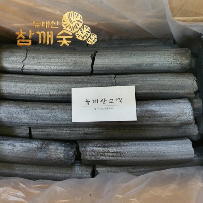 [뉴대산 참깨숯] 대나무숯 원형 장탄 10kg 참숯 캠핑숯 백탄 비장탄 바베큐 구이용 캠핑용, 1박스