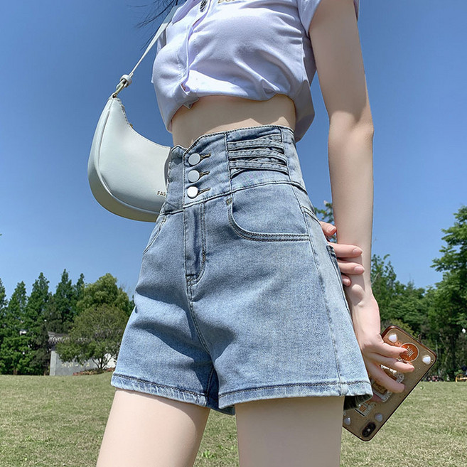 lofei 여름 여성 하이웨스트 쇼츠 루즈핏 캐주얼 데일리 반바지 LRR033014