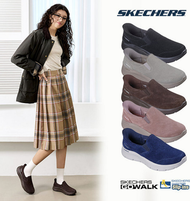 스케쳐스 여성용 소가죽 고워크 슬립인스