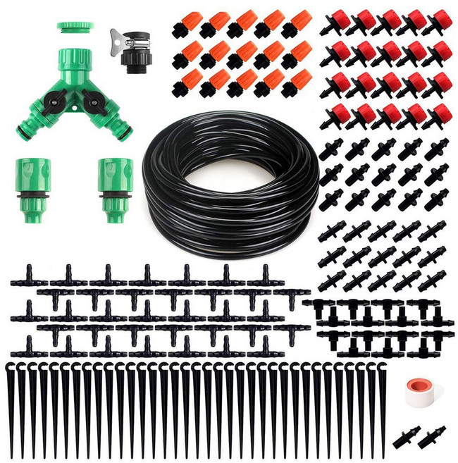 아모란나 정원 텃밭 자동급수 호스 & 노즐 풀세트 호스 40M+미스트노즐헤드+드립노즐헤드 포함 총 14종 139P